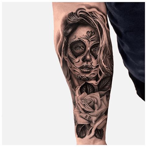 Day Of The Dead Skull Girl Tattoo