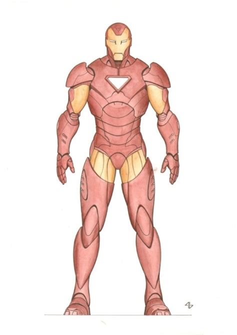 Iron Man Front View By Marvel S Adi Granov Iron Man Drawing Iron