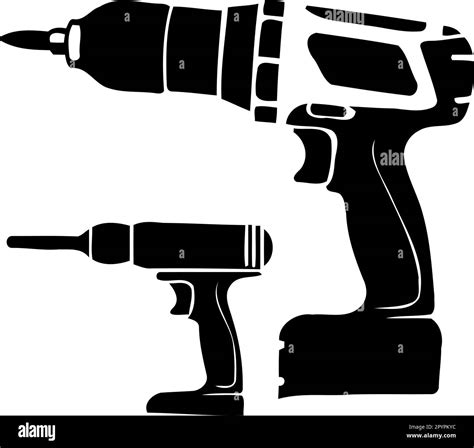 Power Tool Drill Screwdriver Silhouette Black And White Minimalist