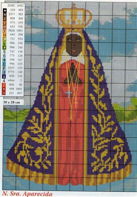 Diy Ponto Cruz Nossa Senhora Aparecida Em Ponto Cruz Diagrama