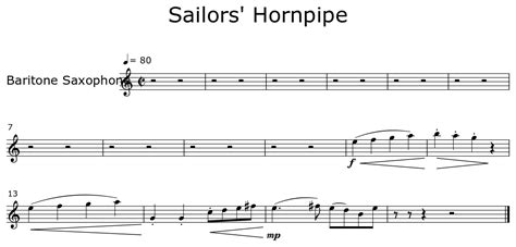 Sailors Hornpipe Sheet Music For Baritone Saxophone