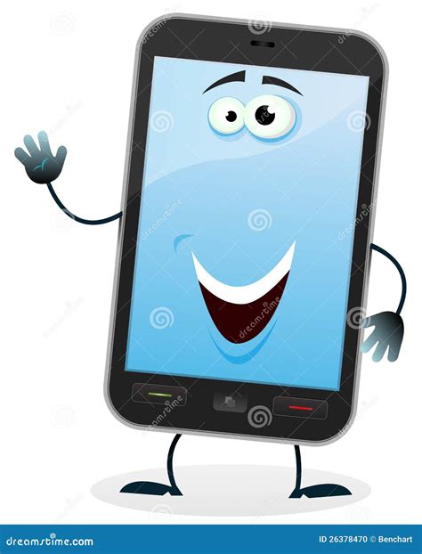 Cartoon Mobile Phone Character Stock Vector Illustration Of Cheerful