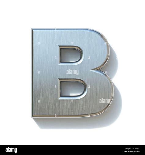 Brushed Metal Font Letter B 3D Render Illustration Isolated On White