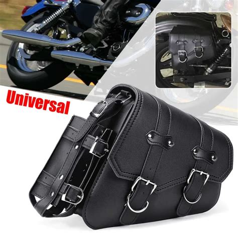 Left Right Universal Pu Leather Motorcycle Saddle Bag Side Tool Luggage