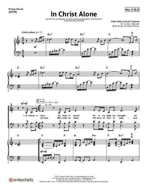 In Christ Alone Sheet Music Pdf Keith Kristyn Getty Praisecharts