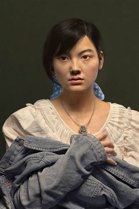 Leng Jun Chinese 1963 2 Portrait Hyper Realistic Paintings