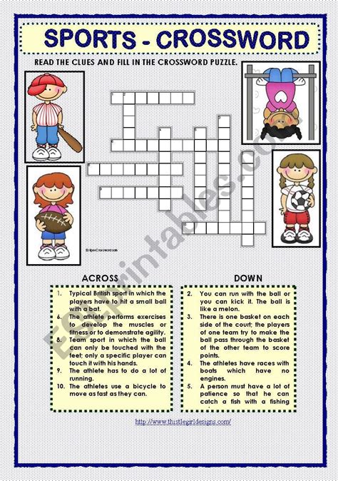 Sports Crossword Esl Worksheet By Macomabi