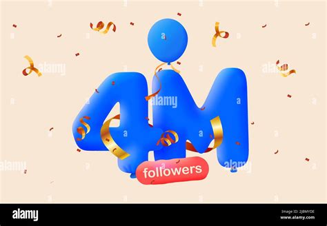 Banner With 4m Followers Thank You In Form Of 3d Blue Balloons And