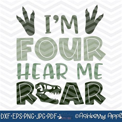 I Am Four Hear Me Roar Svg Th Birthday Shirt Fourth Etsy