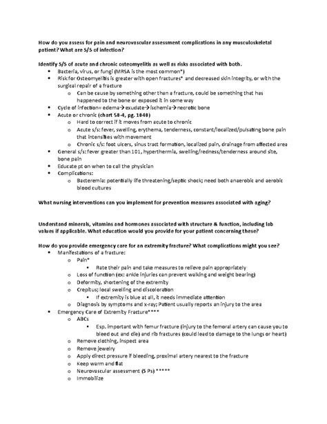 NRSE 3540 EXAM 3 Pg STUDY GUIDE How Do You Assess For Pain And