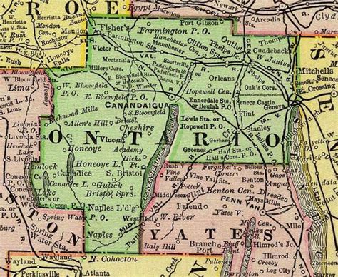 Ontario County New York 1897 Map By Rand Mcnally Canandaigua Ny