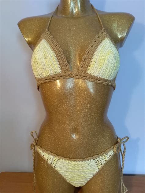 H Kel Bikini Handgemachter Baumwoll Badeanzug Boho Bikini Etsy