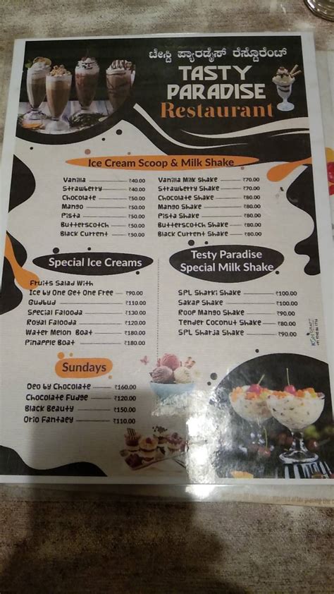 Menu At Tasty Paradise Veg And Non Veg Restaurant In Malleswaram