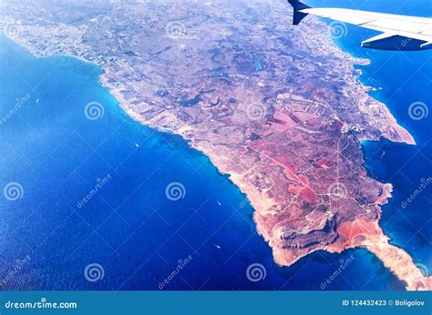 Aerial View Of The Cyprus Island Surrounded By Azure Sea Stock Image