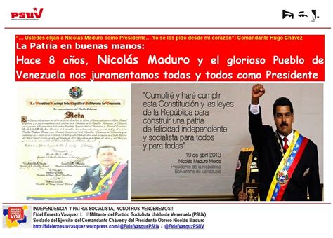 La Patria En Buenas Manos Hace 8 AÑos NicolÁs Maduro Y El Glorioso Pueblo De Venezuela Nos