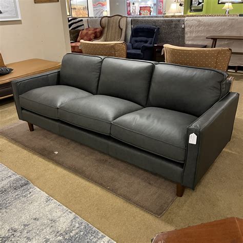 Top Grain Gray Leather Sofa Ballard Consignment