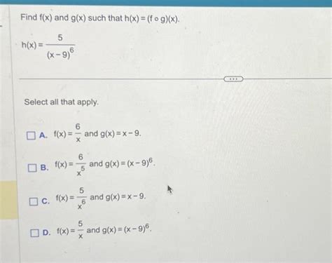 Solved Find F X And G X Such That H X F∘g X