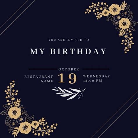 Dark Elegant Birthday Invitation Template