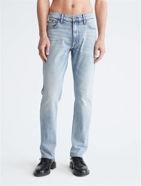 Calvin Klein Slim Fit Stonewash Jeans In Blue For Men Lyst