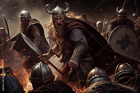 Vikings Normans Warriors And Generals Fighting On The Battlefield