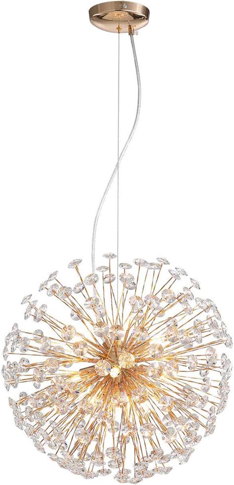 APBEAMLighting Dandelion Chandelier Modern Gold Crystal Hanging Pendant