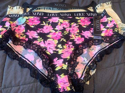XOXO Bikini Panty Womens Underwear 3 Pack Plus Size 1X Pink Yellow Lace For Sale Online EBay