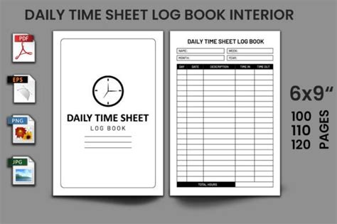 Daily Time Sheet Log Book Kdp Interior Graphic By Mb Graphics