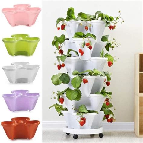 Vgeby Pot Fleurs Superpos D Jardini Re En Plastique Pour Fraisiers