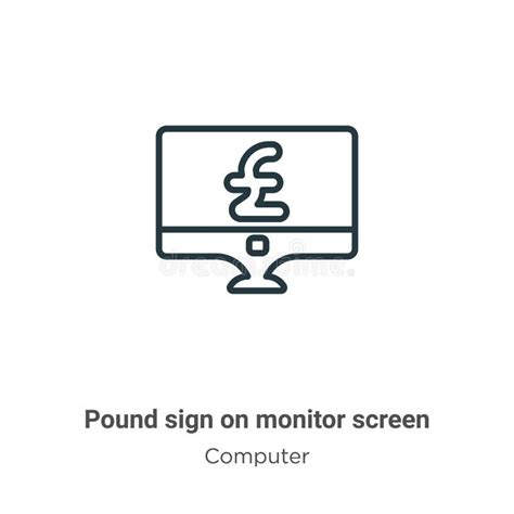 Pound Sign On Monitor Screen Outline Vector Icon Thin Line Black Pound