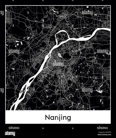 Minimal City Map Of Nanjing China Asiaminimal City Map Of Nanjing