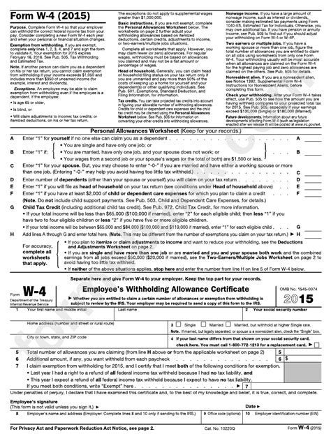 Printable Form W 4