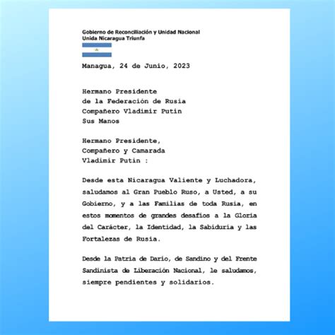 Rusia En Nicaragua On Twitter Mensaje De Solidaridad Del