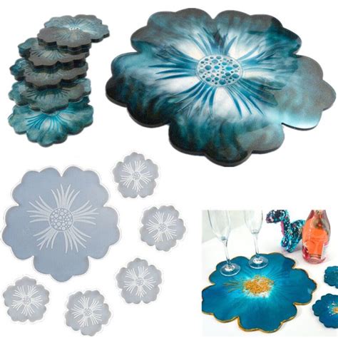 Flower Silicone Resin Agate Molds DIY Silicone Flower Coaster Molds