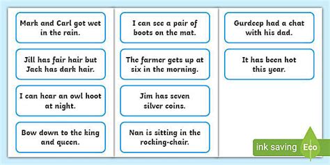 Phase 3 Sentence Cards Phase 3 Sentence Phase Three Word Cards Dfes