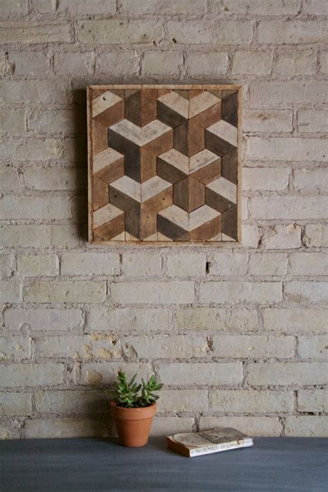 Reclaimed Wood Wall Art Decor Lath Geometric Pattern Tessellation