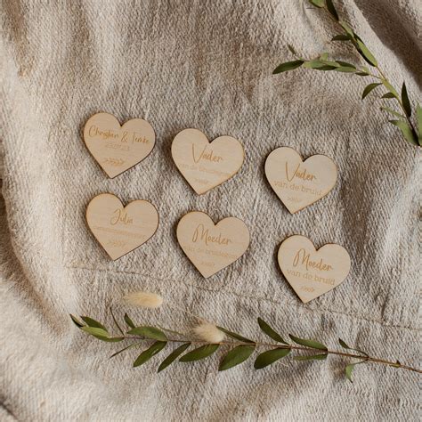 Houten Hartjes Corsages Ouders Takje Liefde Voor Hout