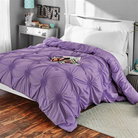 Mainstays Solid Elastic Circle Ruched Microfiber Comforter Lavender