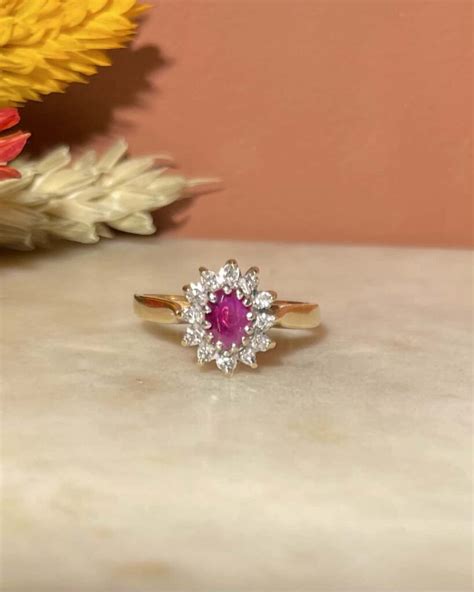 Bague Marguerite Rubis Diamants Aristée Bijoux uniques et vintage