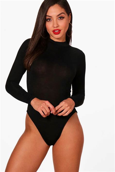 Basic Turtle Neck Long Sleeve Bodysuit Boohoo Uk