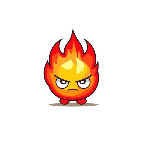 Premium Vector Cute Angry Fire Element Cartoon Illustration Cartoon Eps