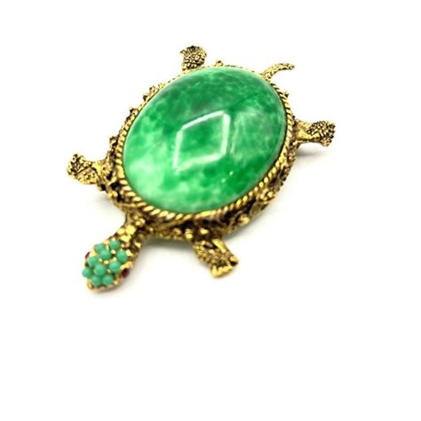 Vintage Sea Turtle Brooch Gem