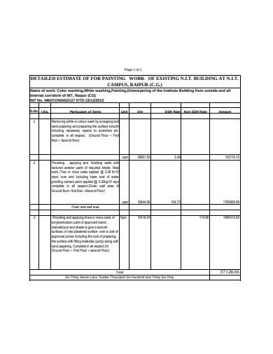 Painting Estimate Forms Printable