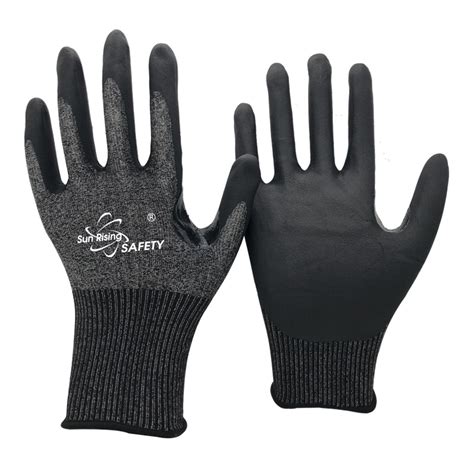 Srsafety 18 Gauge Cut Resistant A5e Microfoam Nitrile Coated Gloves