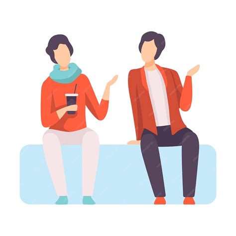 Premium Vector Two Young Men Dressed In Stylish Clothing Sitting On Sofa And Talking People