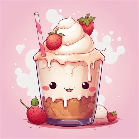 Qu Lindo Batido De Leche Kawaii Foto Premium