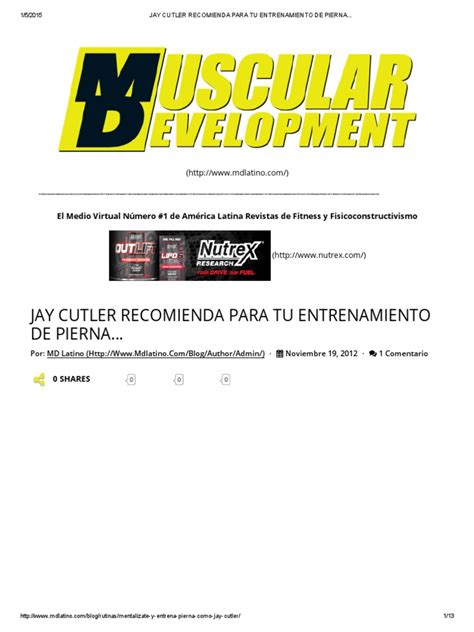 Jay Cutler Recomienda Para Tu Entrenamiento De Pierna Pdf Deportes