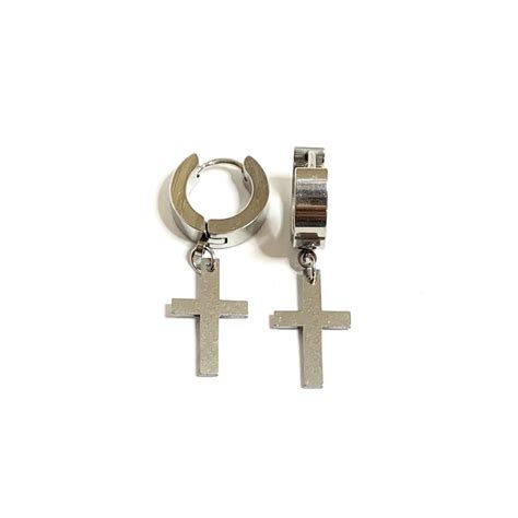 Boucle D Oreille Acier Cr Ole Motif Croix