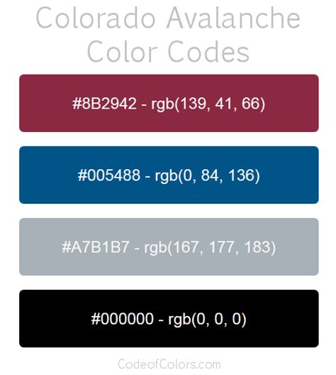 Colorado Avalanche Colors - Hex and RGB Color Codes