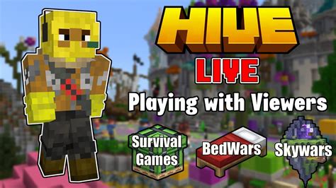 Minecraft Hive Live Playing With Viewers Bedwars Skywars