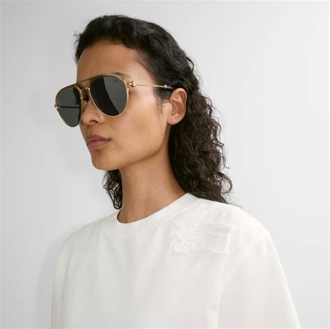 Shield Aviator Sunglasses In Gold Burberry® Official